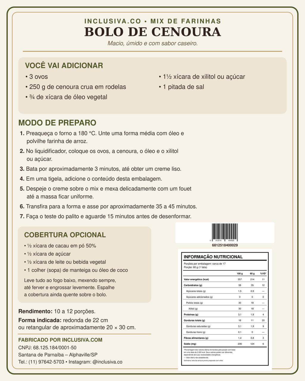 Bolo de Cenoura - Sabor caseiro e preparo fácil