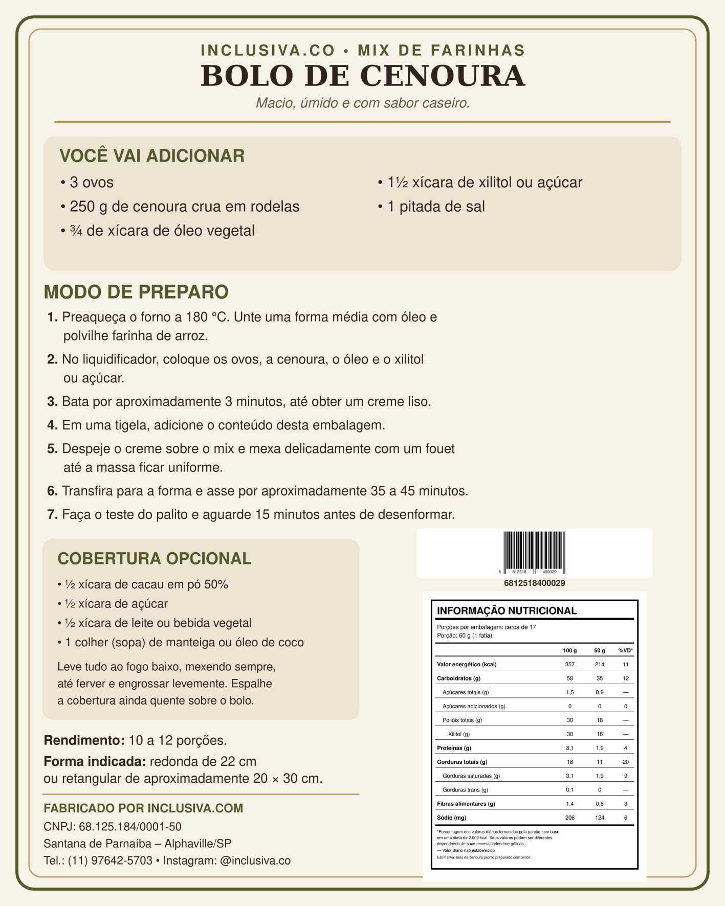 Bolo de Cenoura - Sabor caseiro e preparo fácil